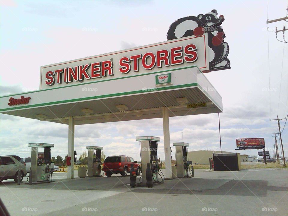 Funny name for a gas station, Stinker Stores..Skunk, Idaho.