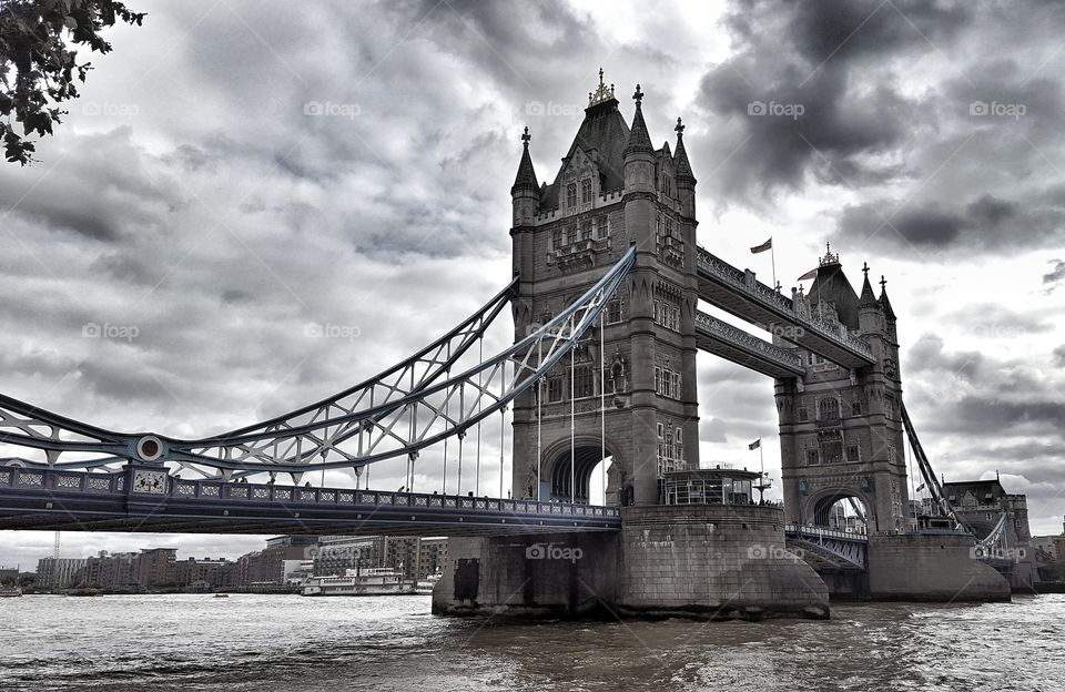 The most beautiful and Famous Bridge in London in a gray day