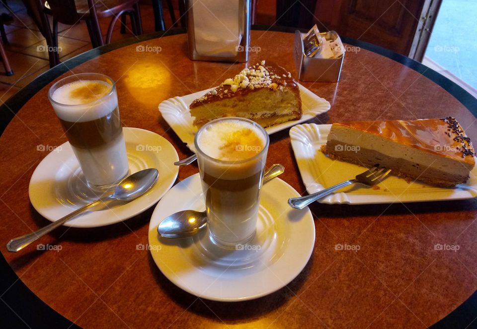 coffee with sweets in cafe