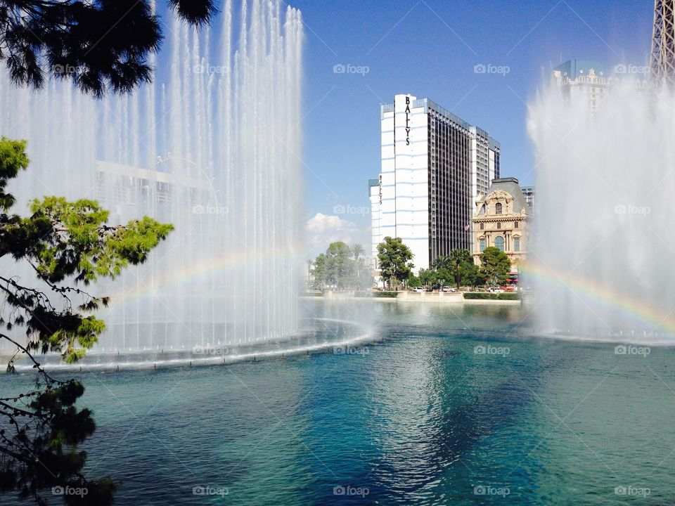 Rainbow Water. Glistening water at Bellagio