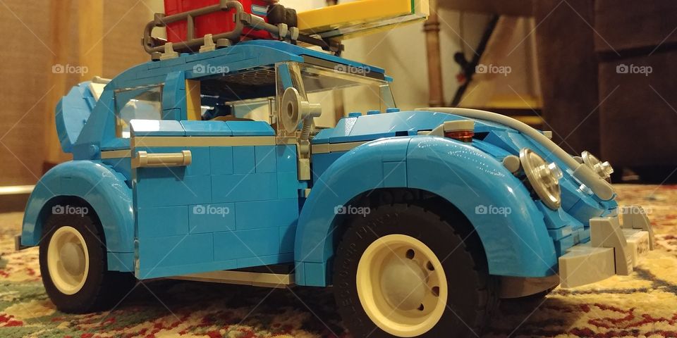 blue Lego Creator Volkswagen beetle close