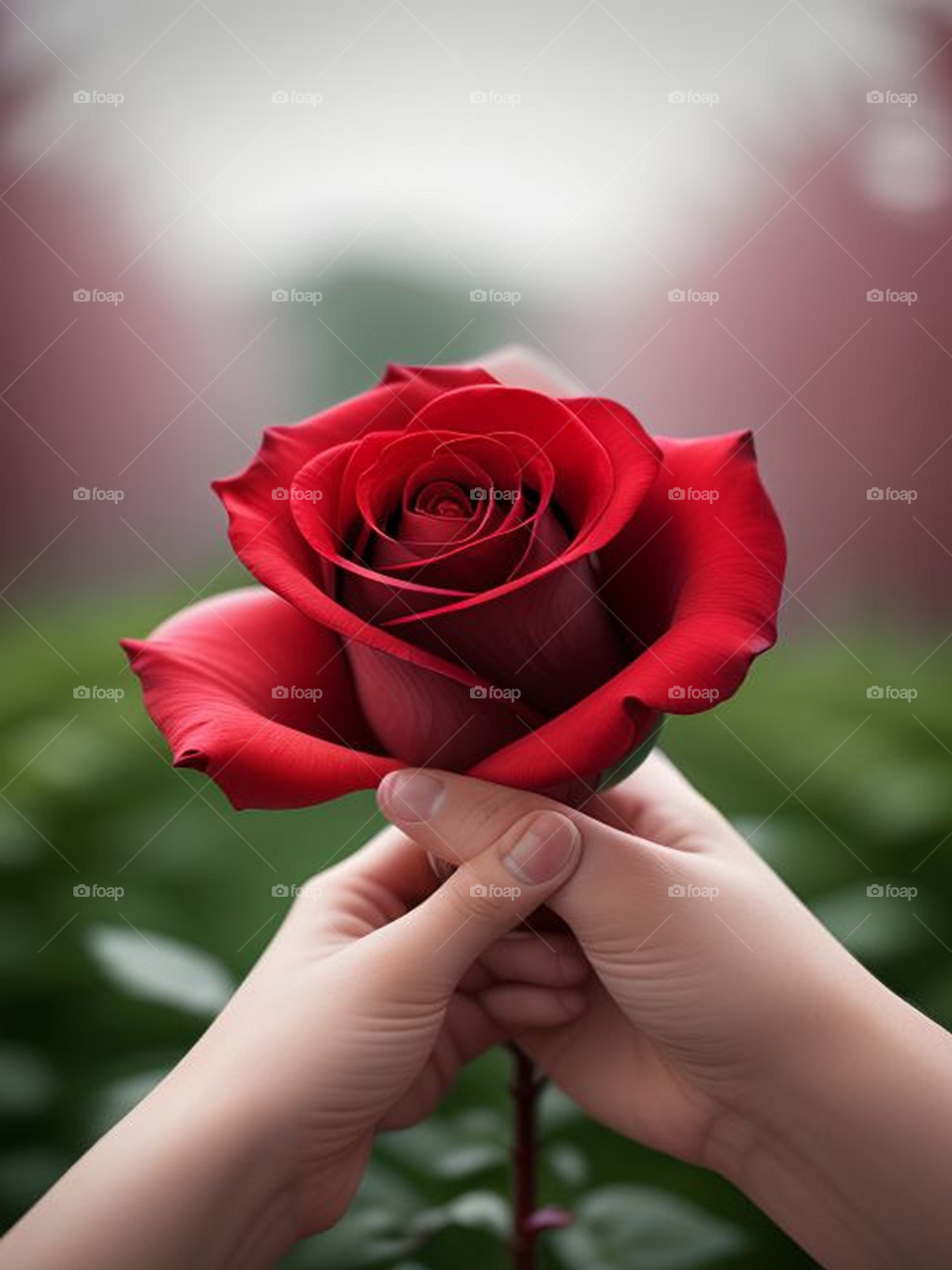 A hand holding a rose