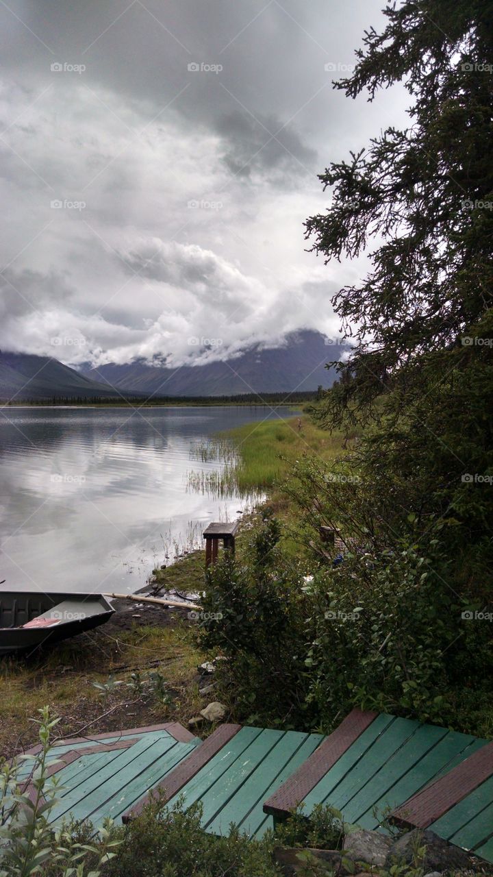 Wrangell Mountains Lake during storm