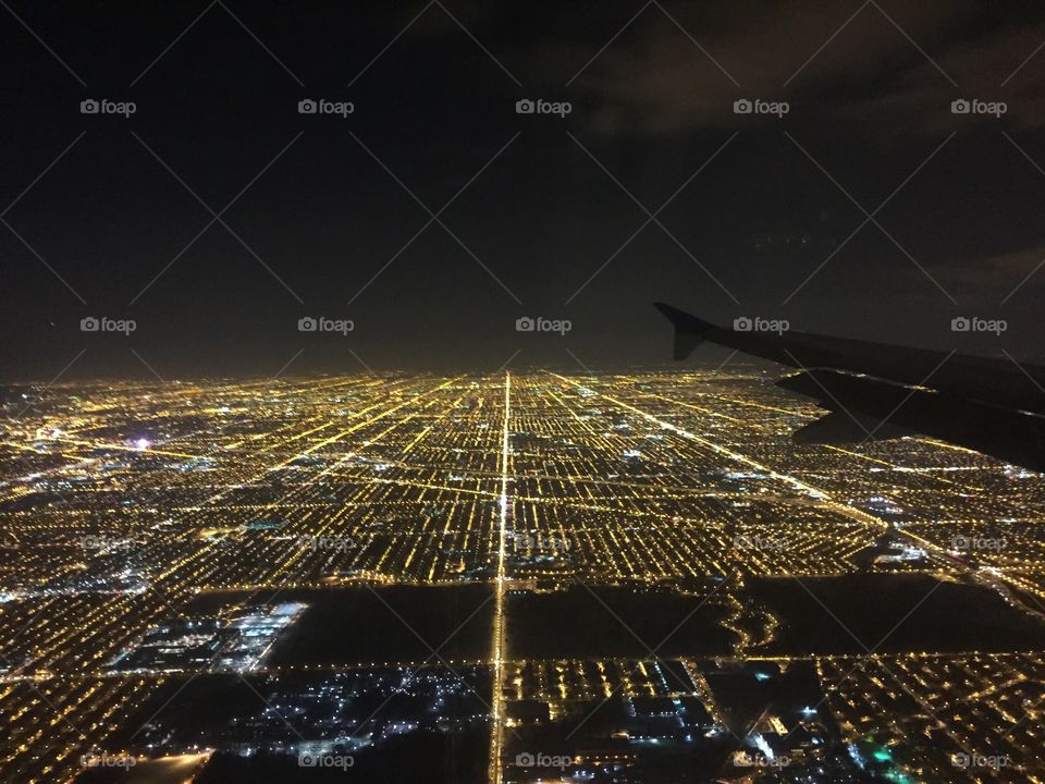 Chicago from the sky at night 