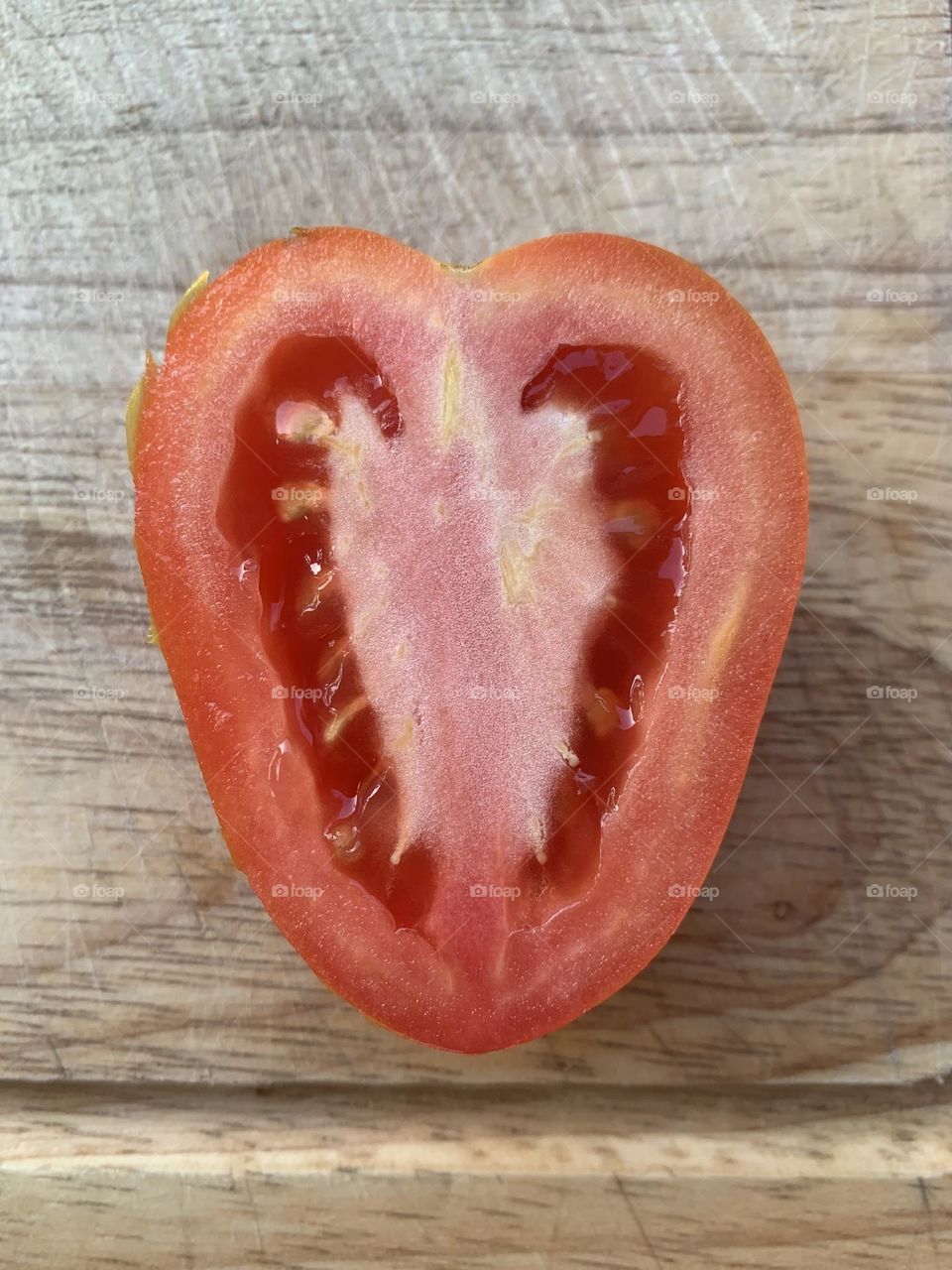 Heart shape sliced tomato