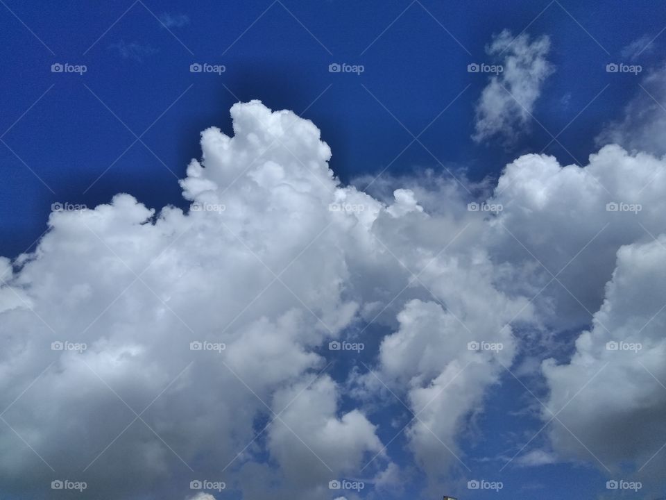bright blue and white clouds