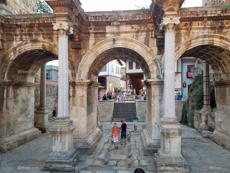 Hadrian gate in old town antalya turkey