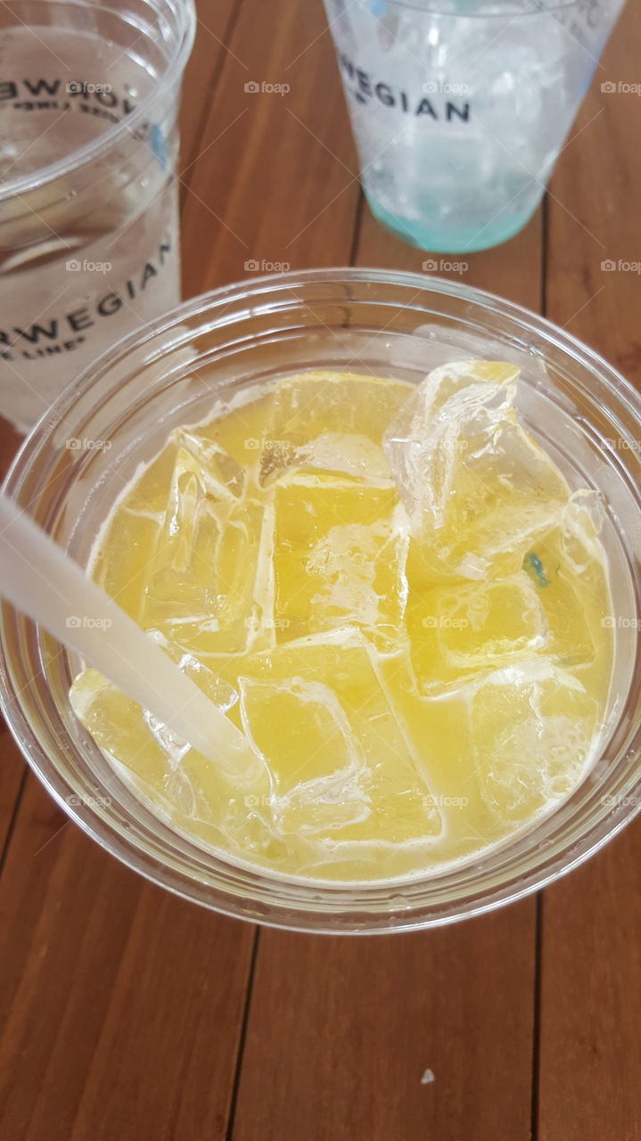 A drink from a vacation. Yellow happiness.