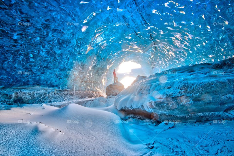 Ice cave in the glaciers in Iceland 