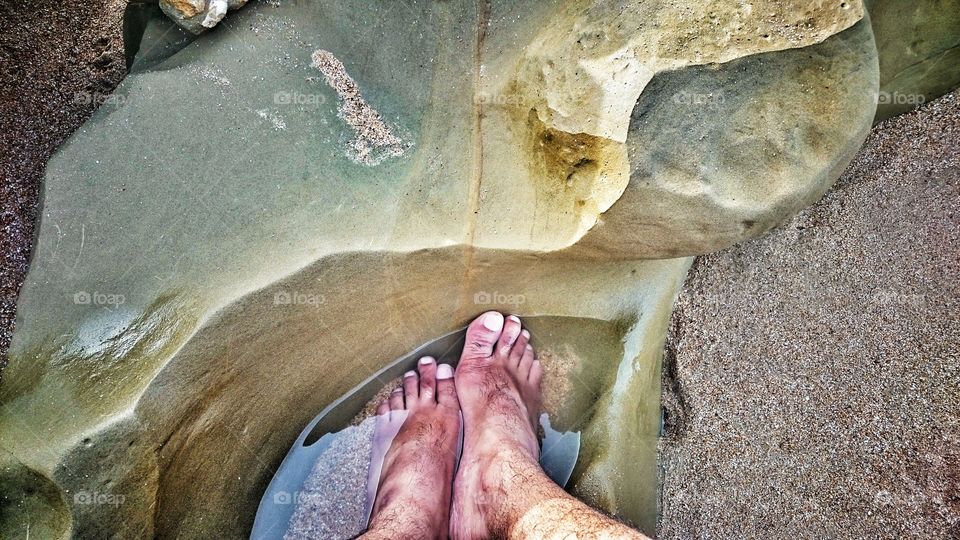 Vessel of Nature. beachside rock as vessel