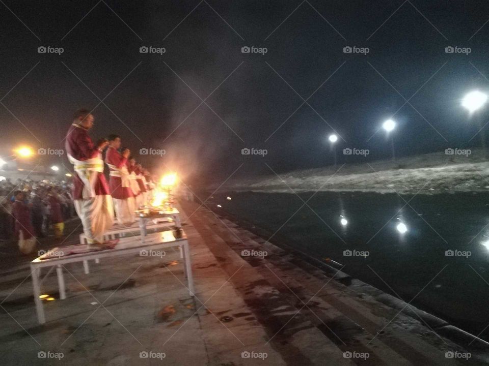 Ganga prayers at night