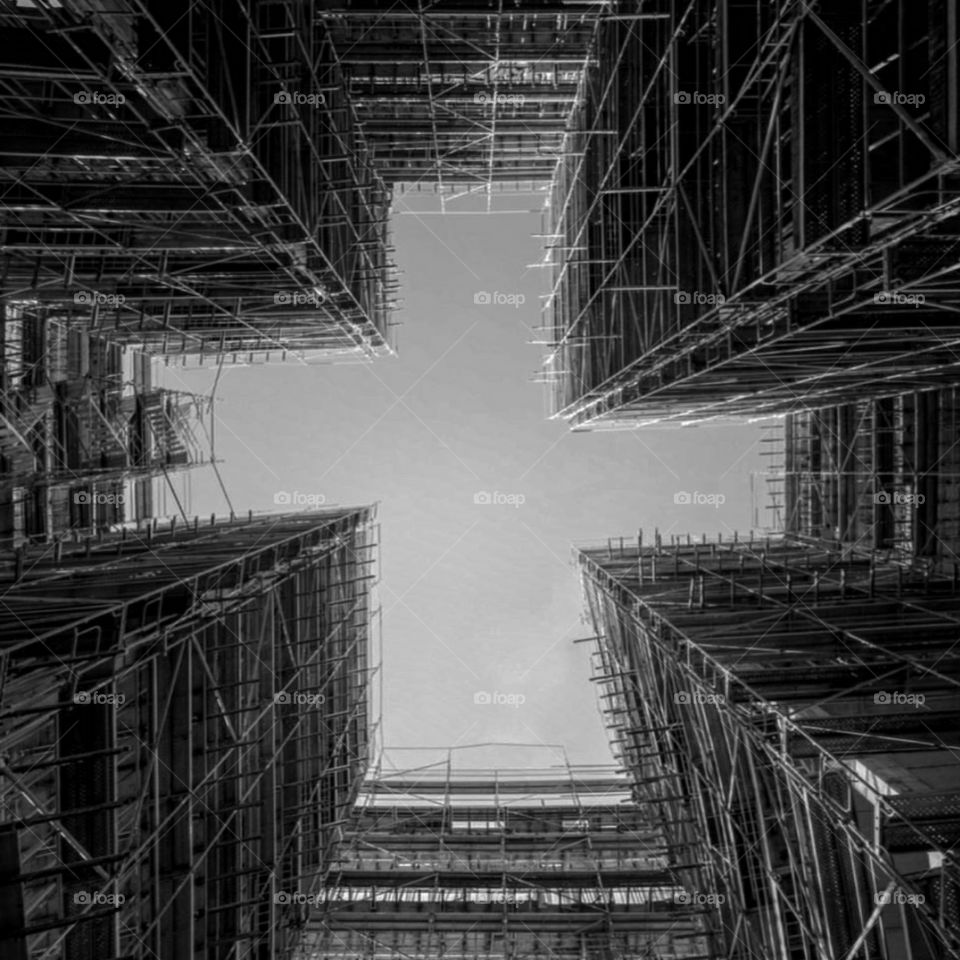 Building construction and it's beautiful look captured at black and white photo