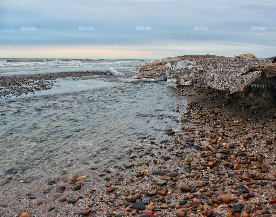 Lake Erie beach in spring