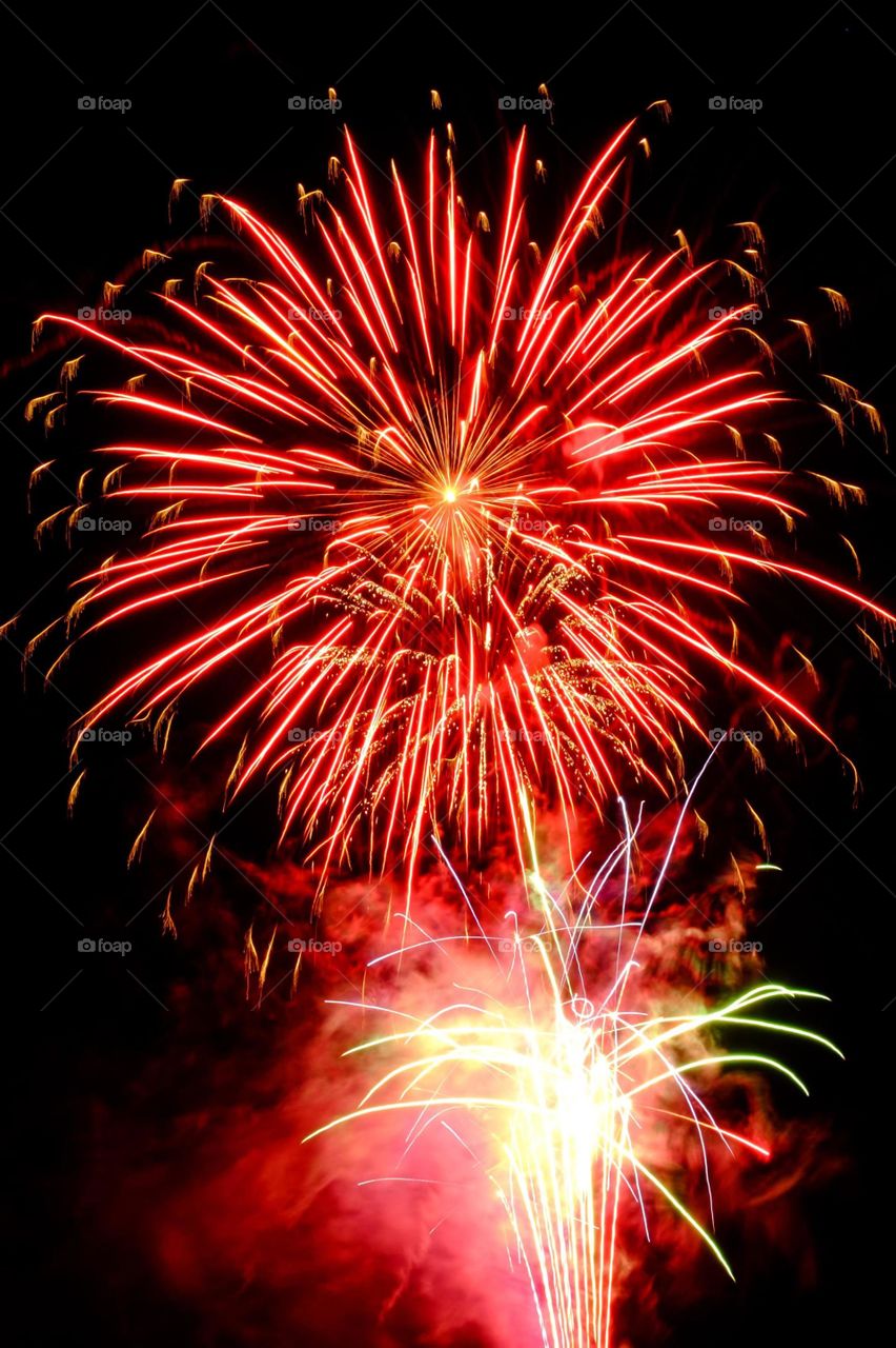 Fireworks are a class of low explosive pyrotechnic devices used for aesthetic and entertainment purposes.