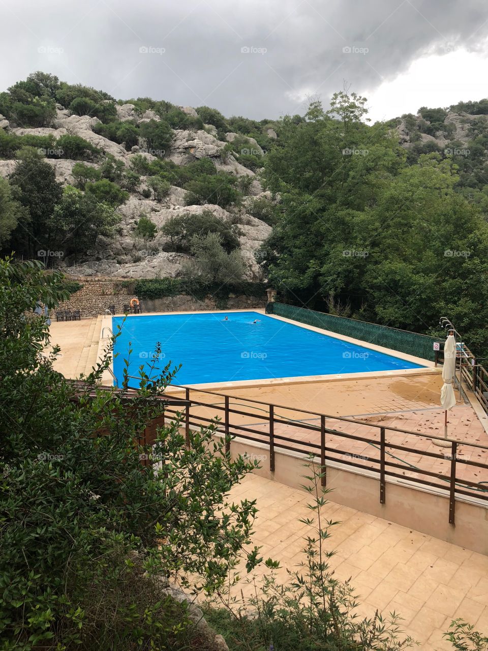 Man made swimming type Lagoon on top of a mountain 