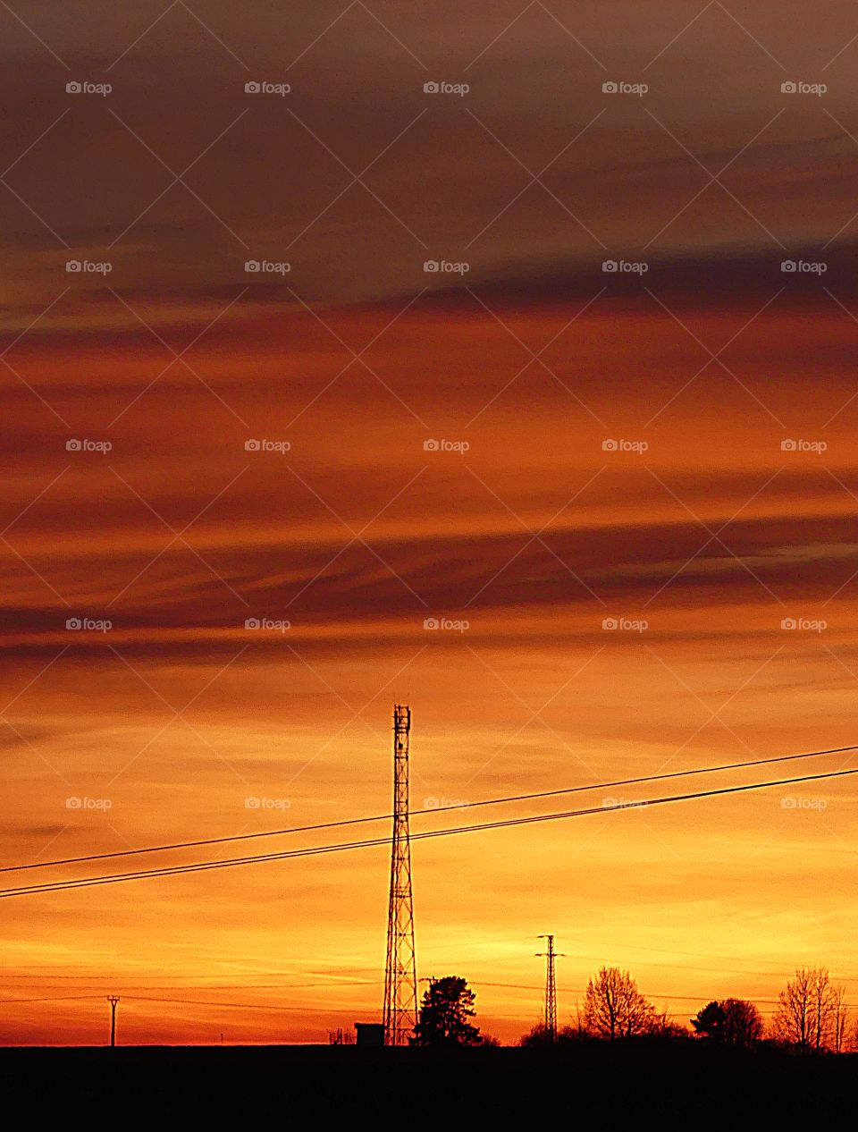 A spectacular and colorful sunset in Dresden, Germany 