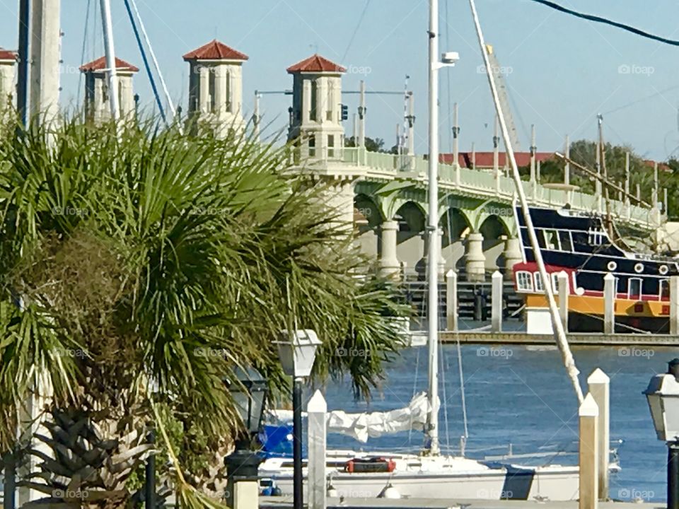 Bridge of Lions and the Intracoastal Waterway in historical St. Augustine, Florida 