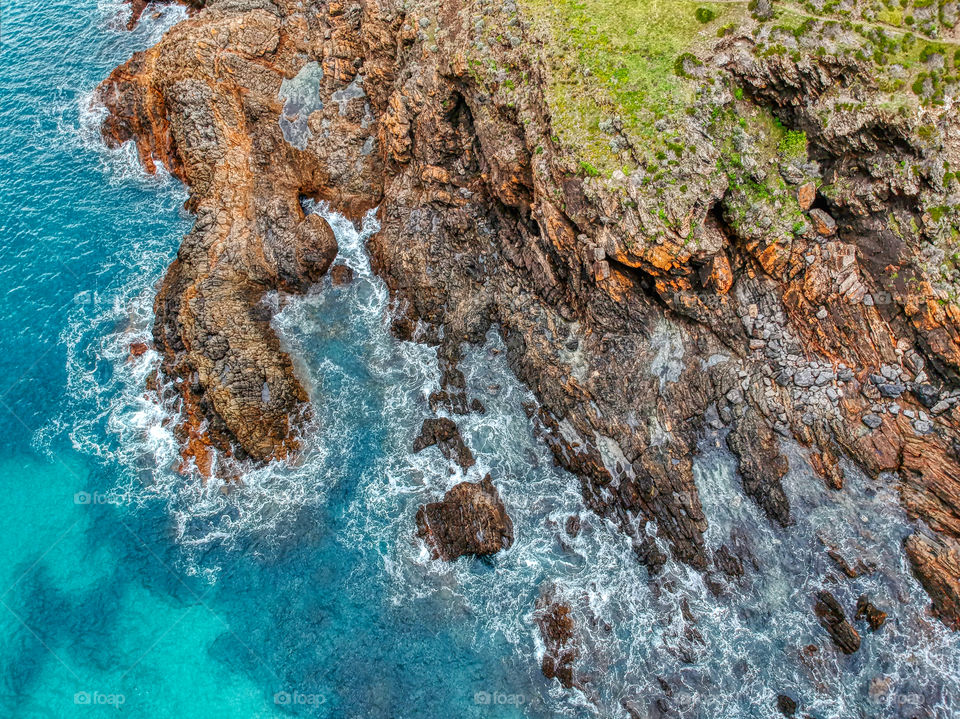 Top down view of the rugged Second Valley coastline