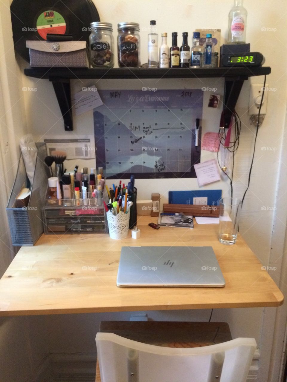Makeshift desk/makeup counter. Uni life