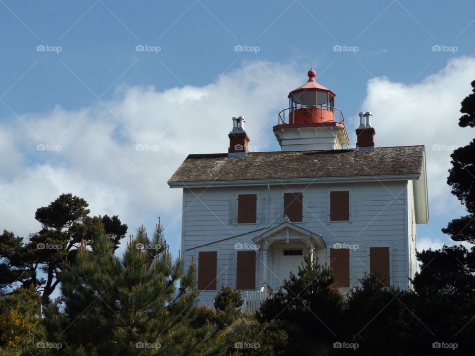 View of lighthouse in Yaqina, Oregon