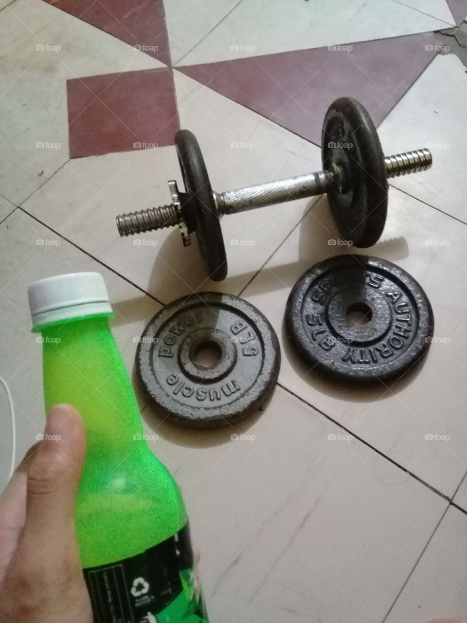 Working out at home.