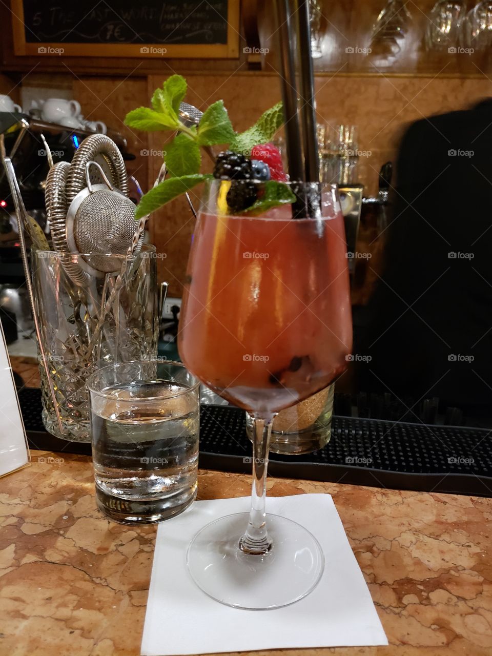 Wine and fruit cocktail in Rome
