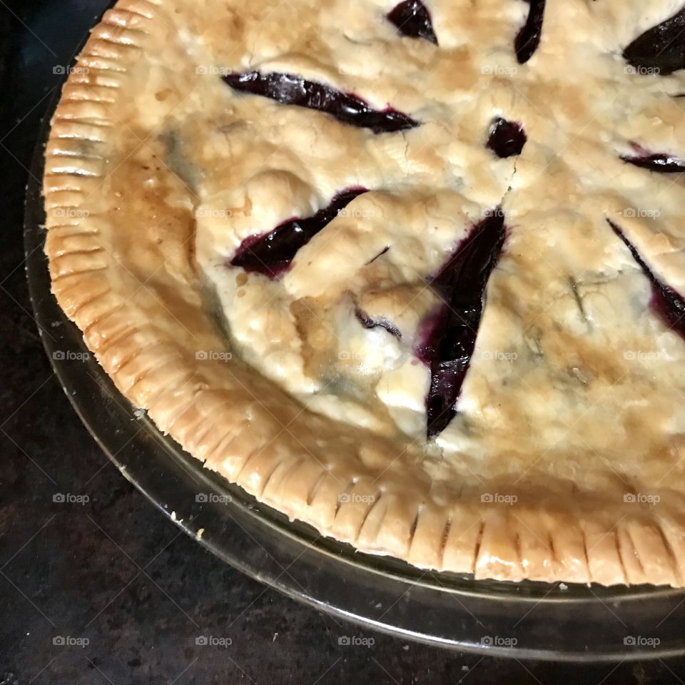 Fresh baked blueberry pie