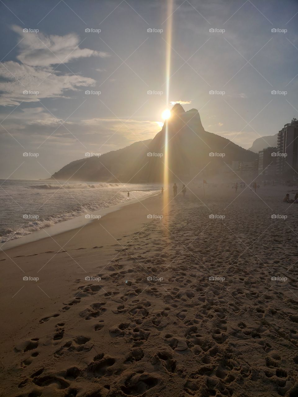 Praia do Leblon, pôr do sol, Rio de Janeiro, Brasil