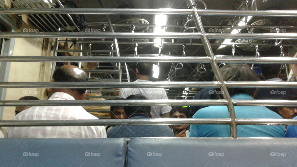 A Boundary Between 1st Class and 2nd Class Coach In Mumbai Local Train, India.