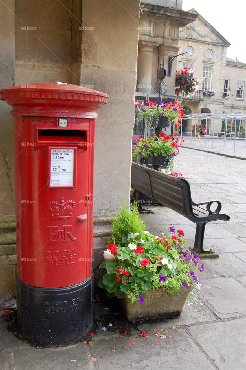 red summer postbox bench by JanineorJ