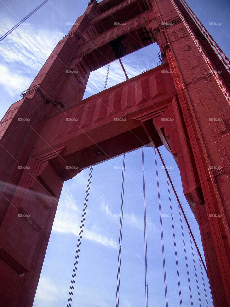 Low angle view of golden gate bridge pillar