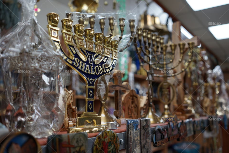 inside the souvenirs shop in a tourist destination in Israel