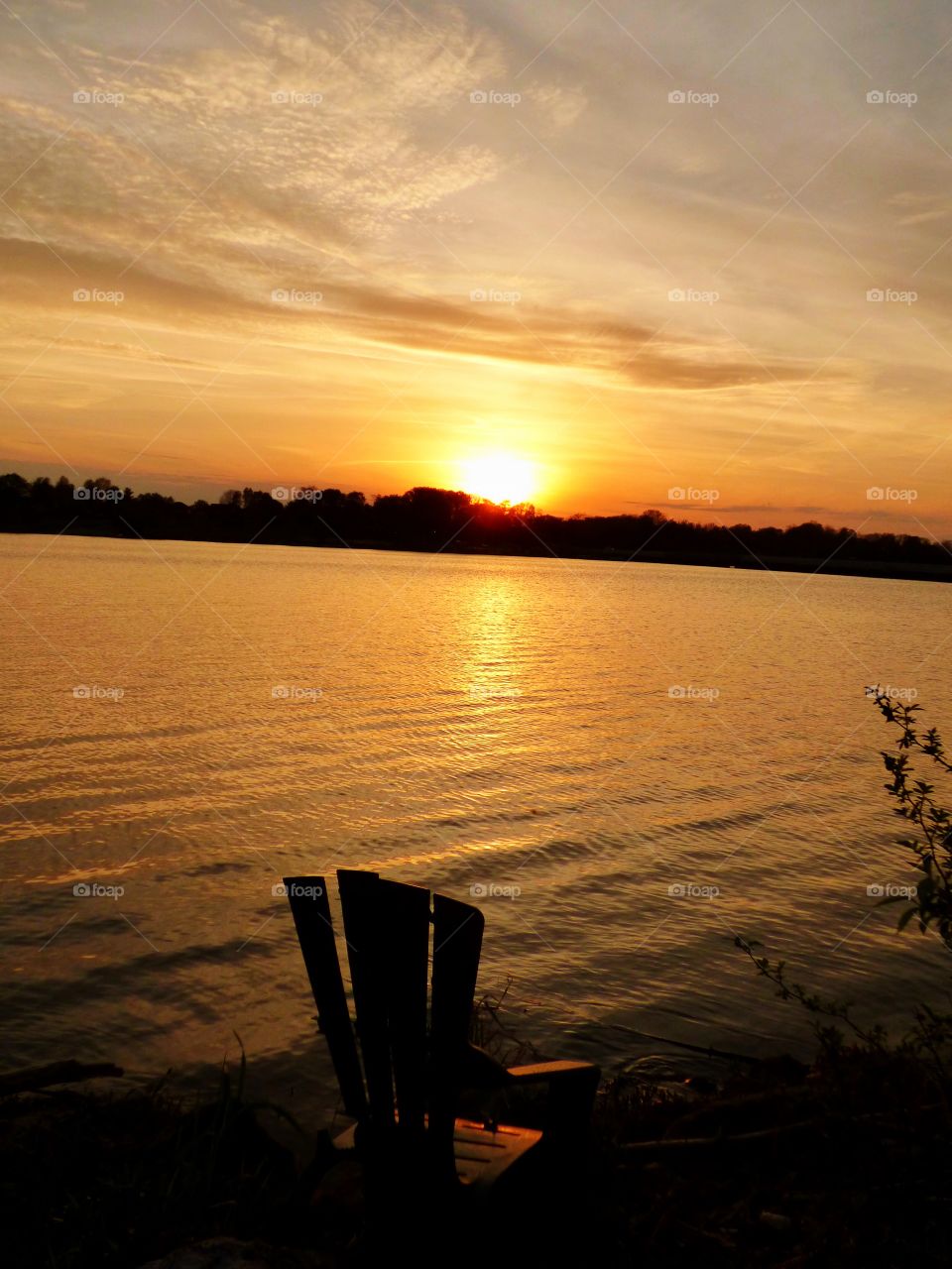 Sunset on the lake in Indiana 