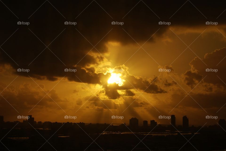  City skyline at sunset