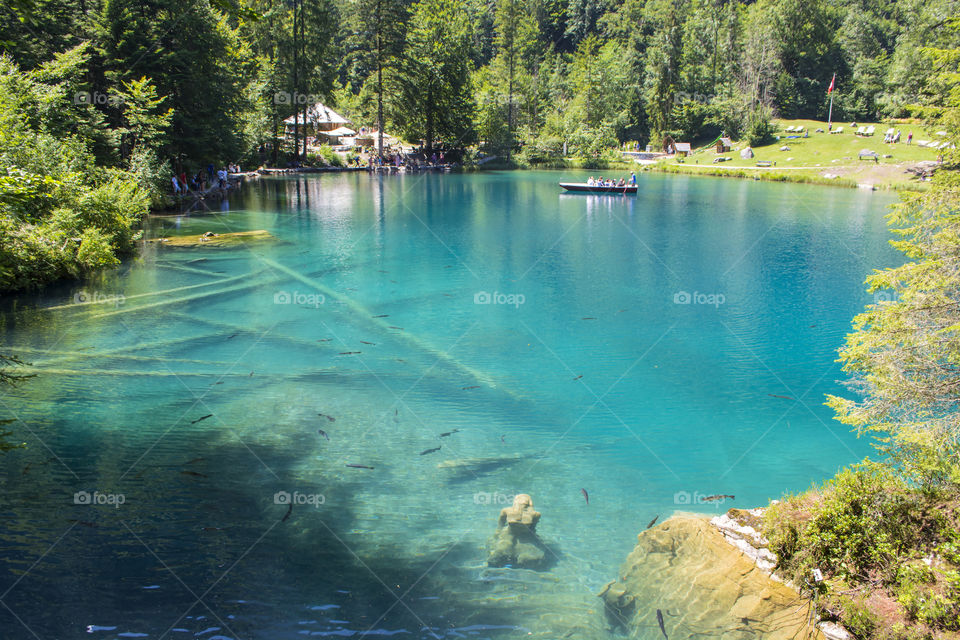 Beautiful blue lake in the mountains