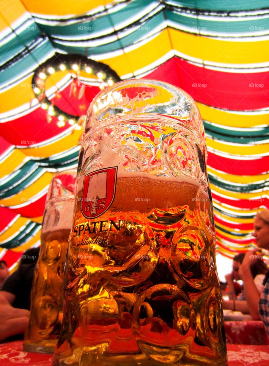 Close-up of beer glass in Oktoberfest