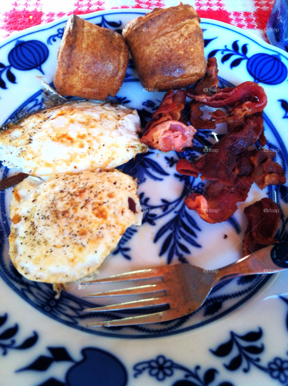 Fried eggs and bacon breakfast