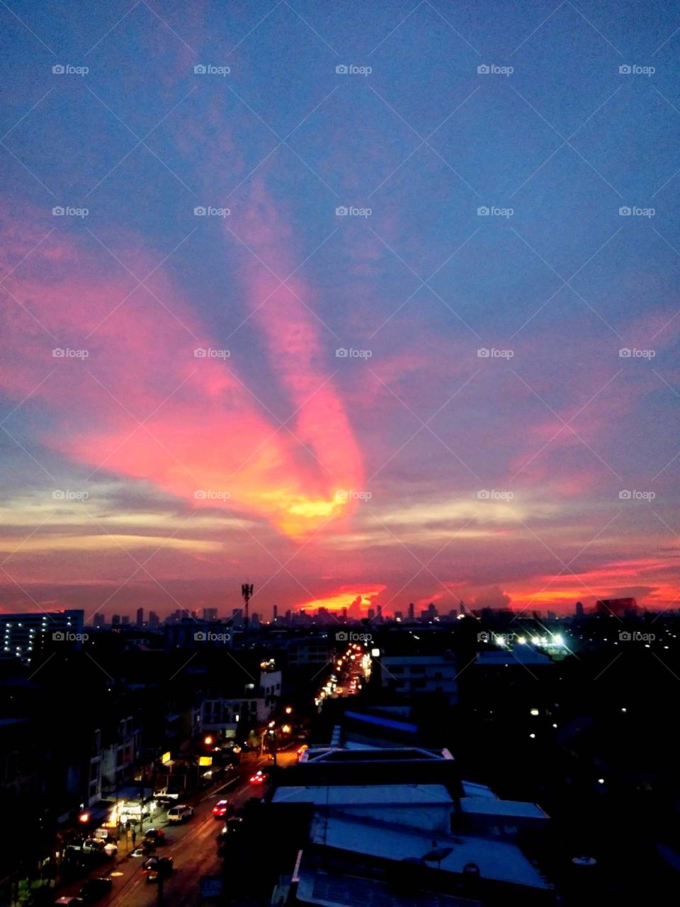 Senset view from Bangkok, Thailand.