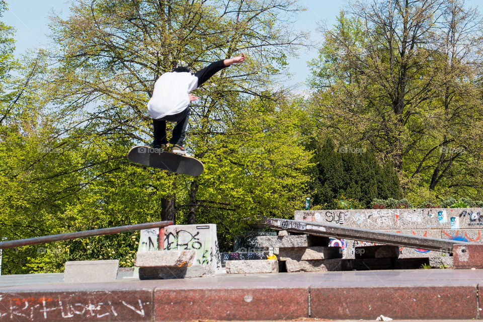 Skateboarder doing tricks