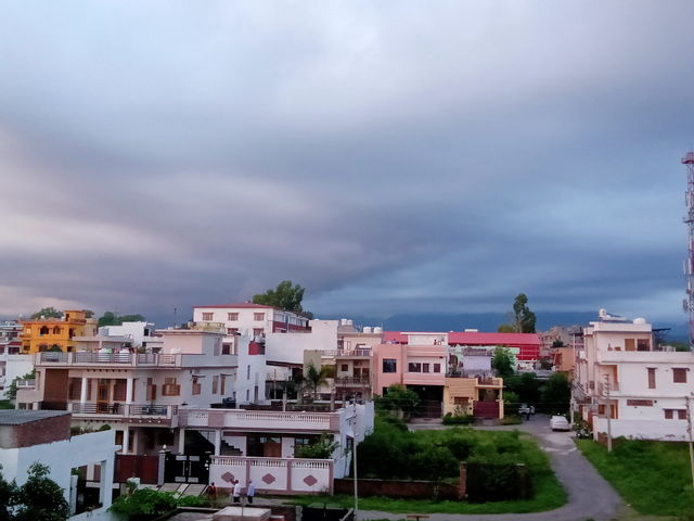 Monsoon clouds hovering above the town