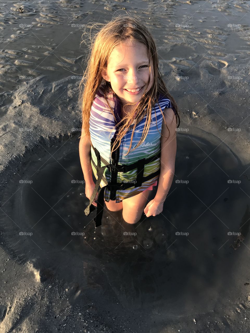 Girl playing in the water