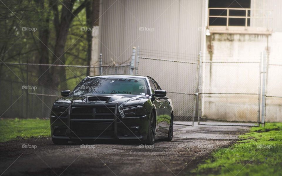 Bagged Dodge Charger Outdoors