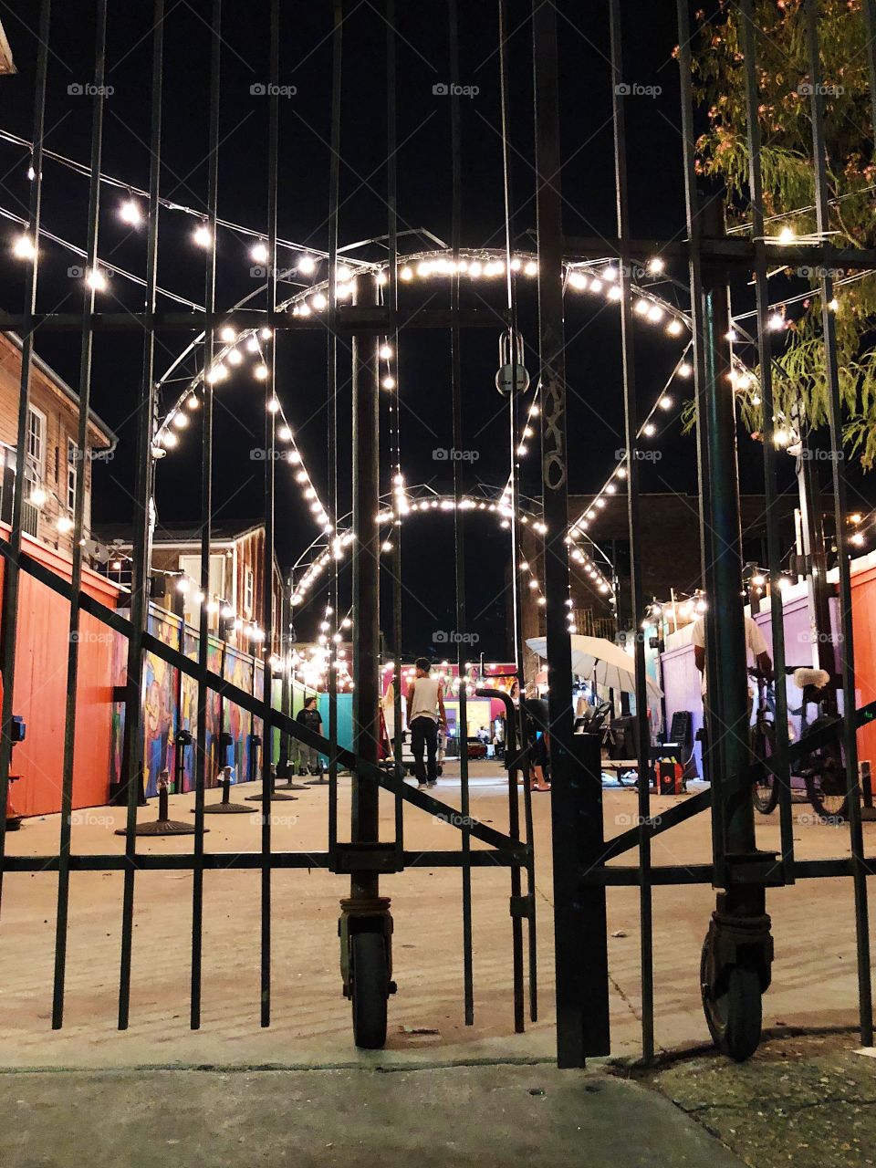 Gate and Lights on Frenchmen Street in New Orleans