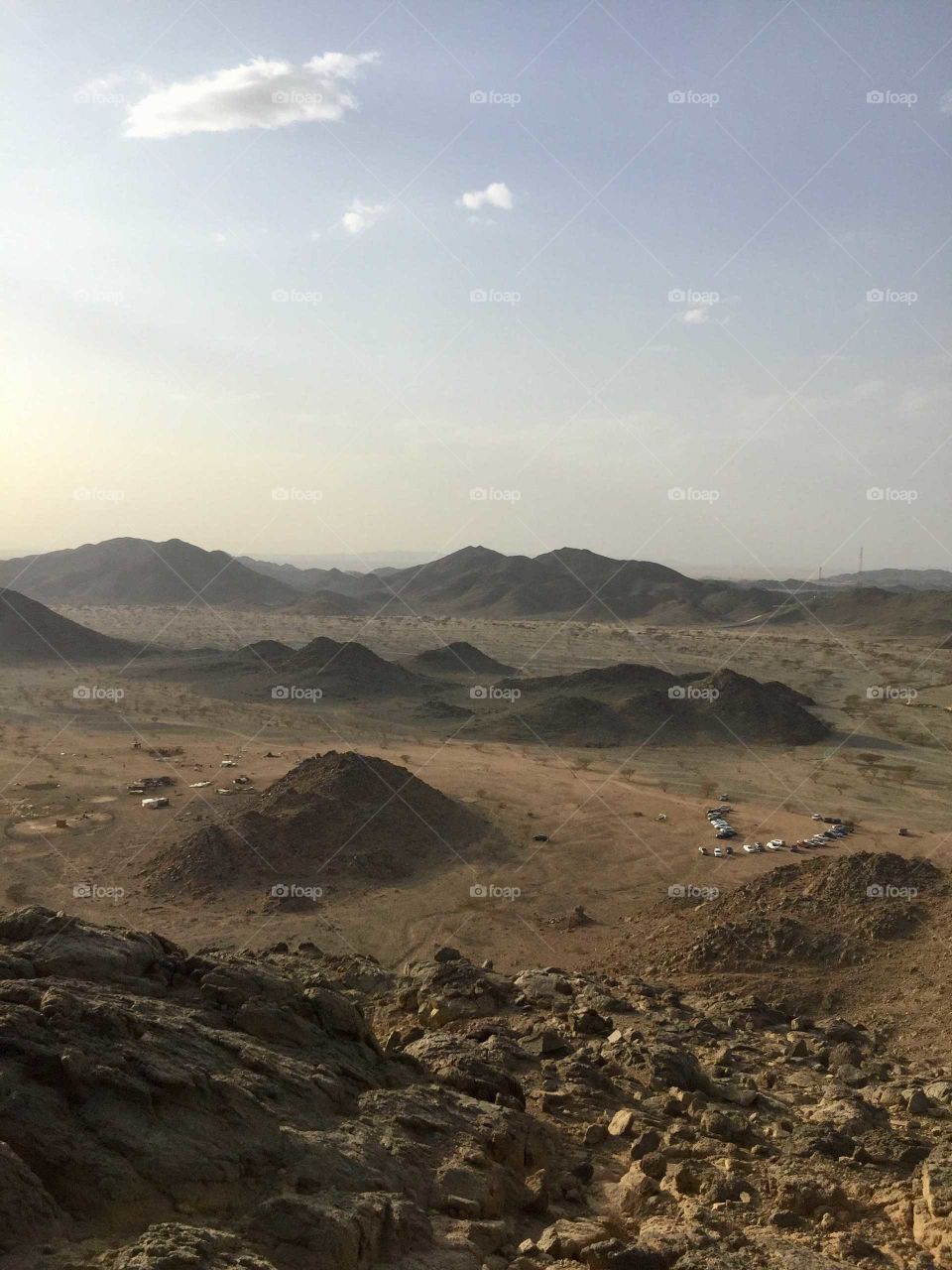 Desert view distant mountaind Saudi Arabia