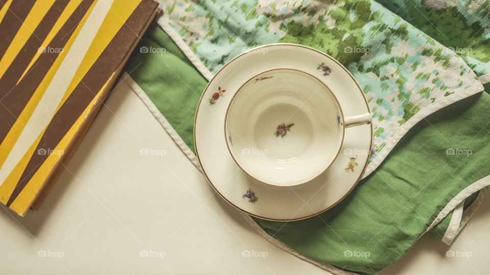 Empty coffee cup on table