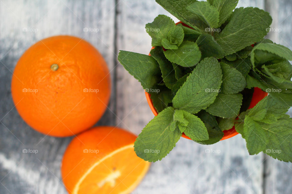 High angle view of citrus fruit