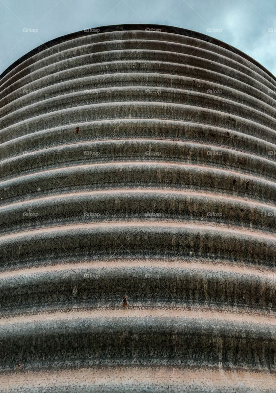 Corrugated Steel Aluminium Water tank,  circa 1930s, background image grunge texture