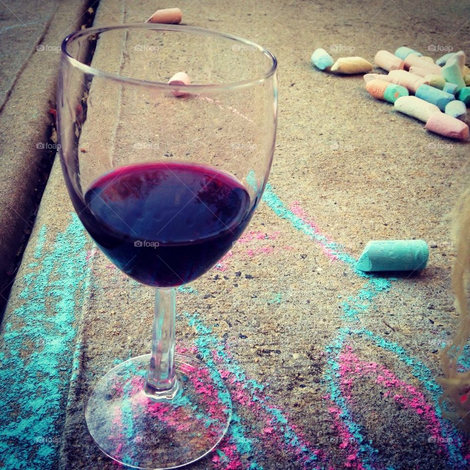 Wine and sidewalk chalk 