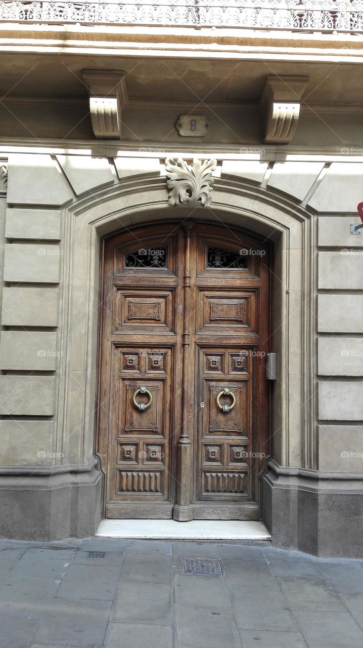 Beautiful wooden door in Barcelona