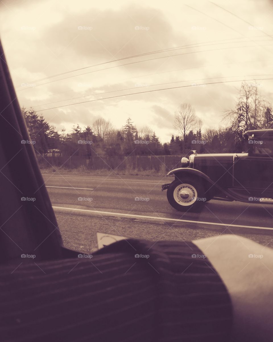 vintage Ford on the road
